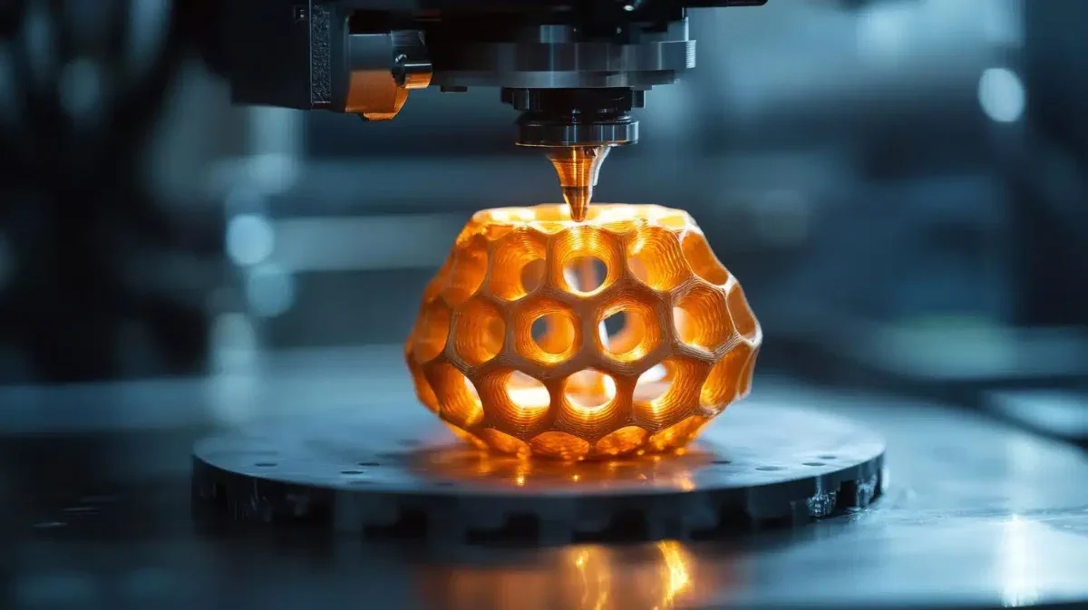 3D printer creating a complex geometric design, showcasing creativity and precision.
